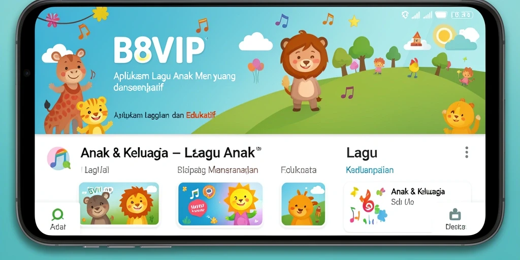 Tampilan antarmuka B8VIP yang ramah anak dengan fitur Lagu Anak.
