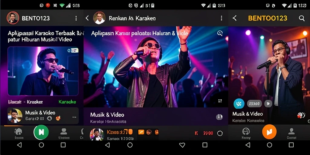 Antarmuka pengguna BENTO123 yang menarik untuk karaoke.