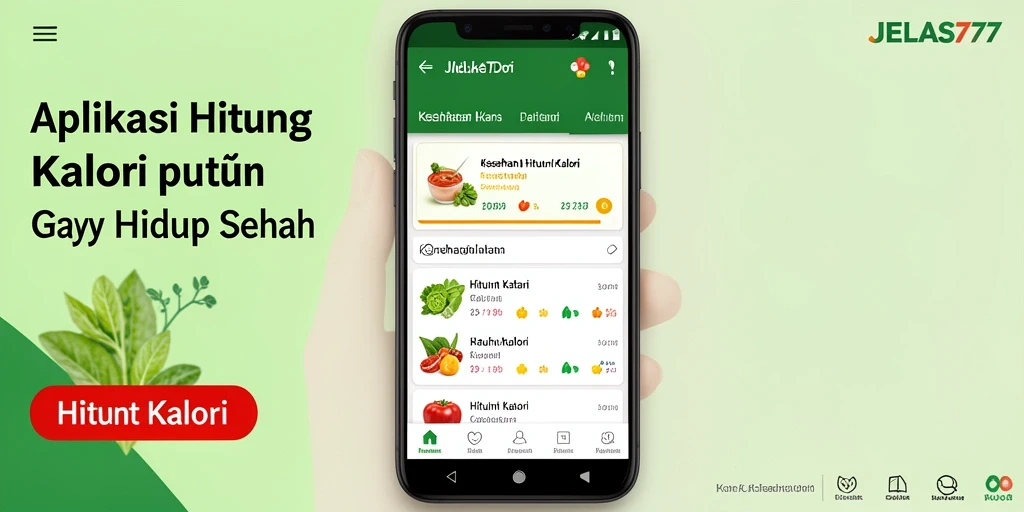 Antarmuka JELAS777 yang modern dan fitur Hitung Kalori.