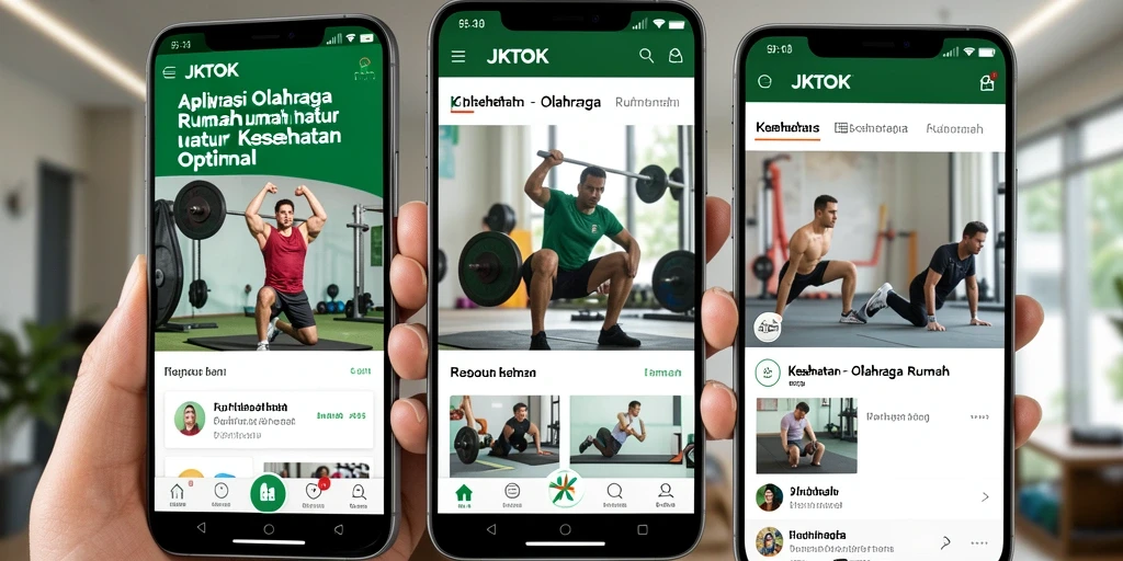 Antarmuka utama JKTOK dengan pilihan latihan olahraga rumah yang menarik.