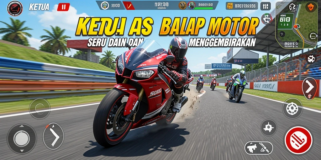 Tampilan antarmuka game Balap Motor yang menarik dan interaktif.