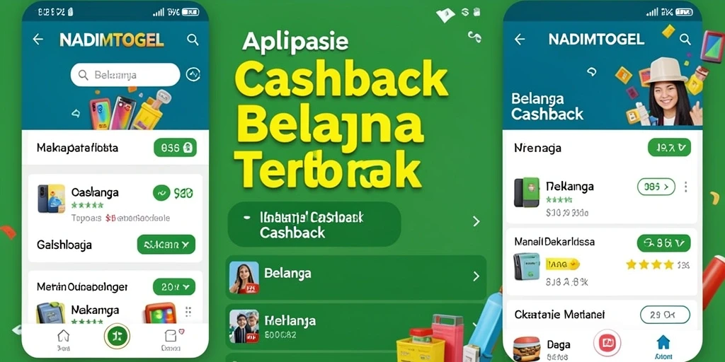 Tampilan antarmuka aplikasi NADIMTOGEL dengan fitur cashback.