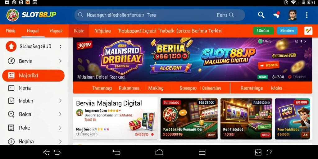 Tampilan antarmuka aplikasi Majalah Digital SLOT88JP yang menarik.