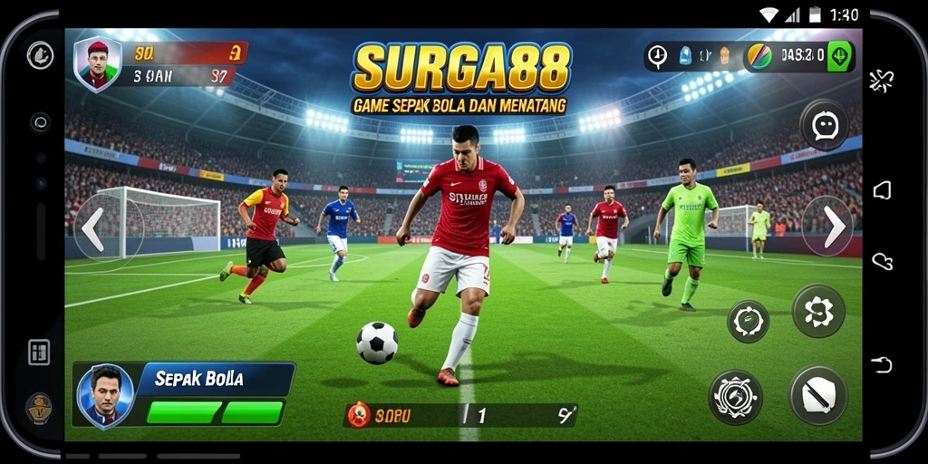 Antarmuka canggih dan gameplay sepak bola yang seru.